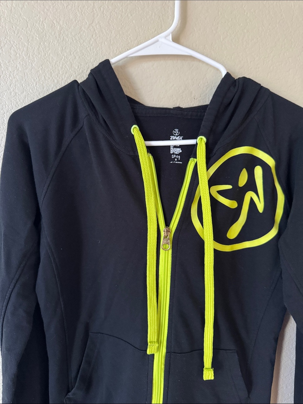 Zumba Fitness Black Hoodie with Neon Yellow Logo & Accents